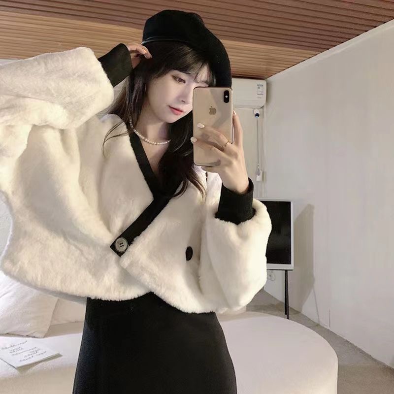 Áo Sweater Dệt Kim Lót Lông Cừu Dày Dặn Phong Cách Thời Trang Thu Đông Mới