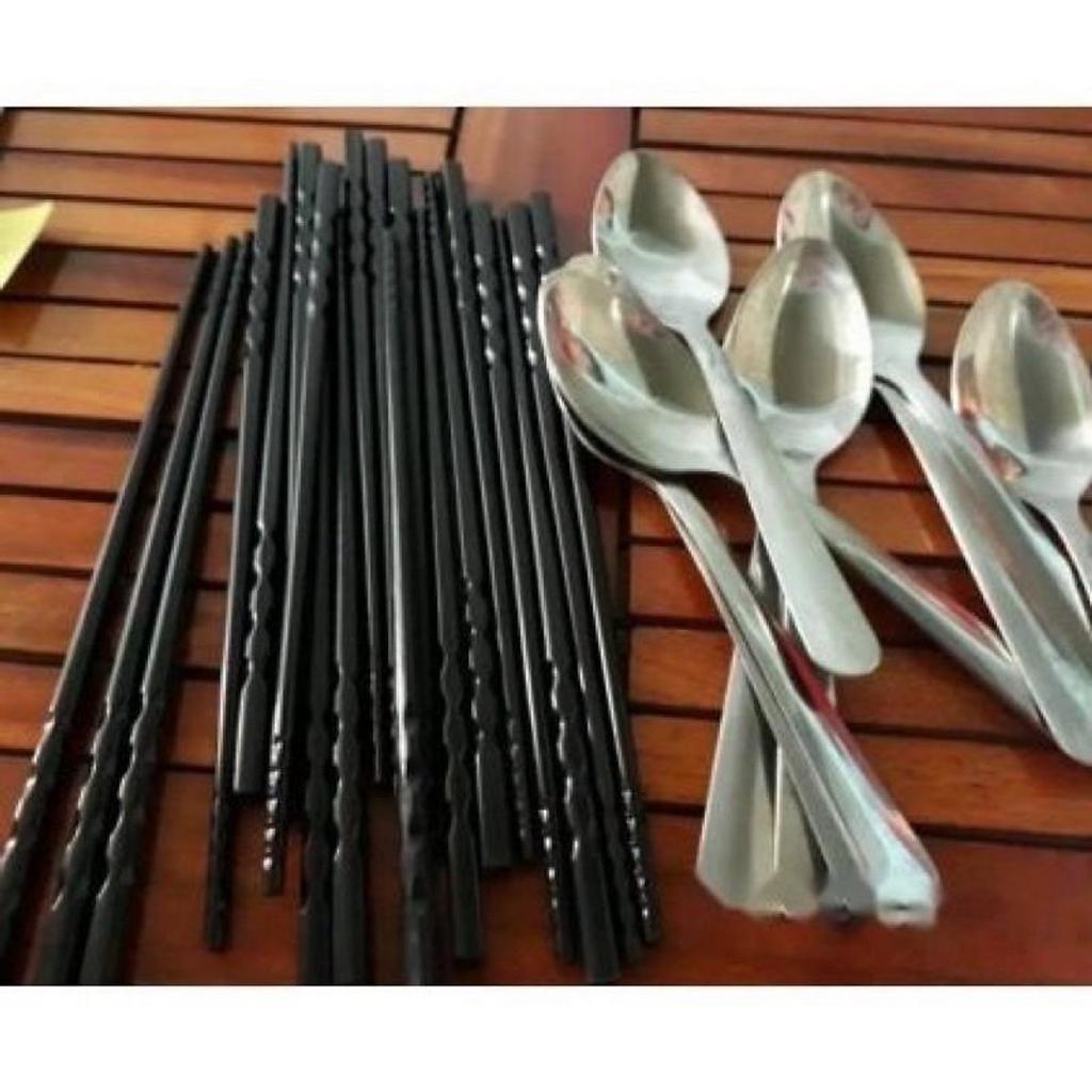 Bộ 10 Đôi Đũa Nhựa Đen Xoắn 2 Đầu Chống Trơn Trượt Chiều Dài 25cm Mãu Mã Sang Trọng, Tinh Tế