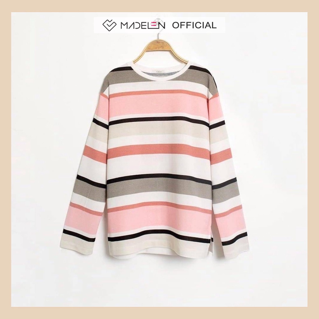 Áo thun sweater nữ màu kẻ ngang chất len mềm mại MADELEN