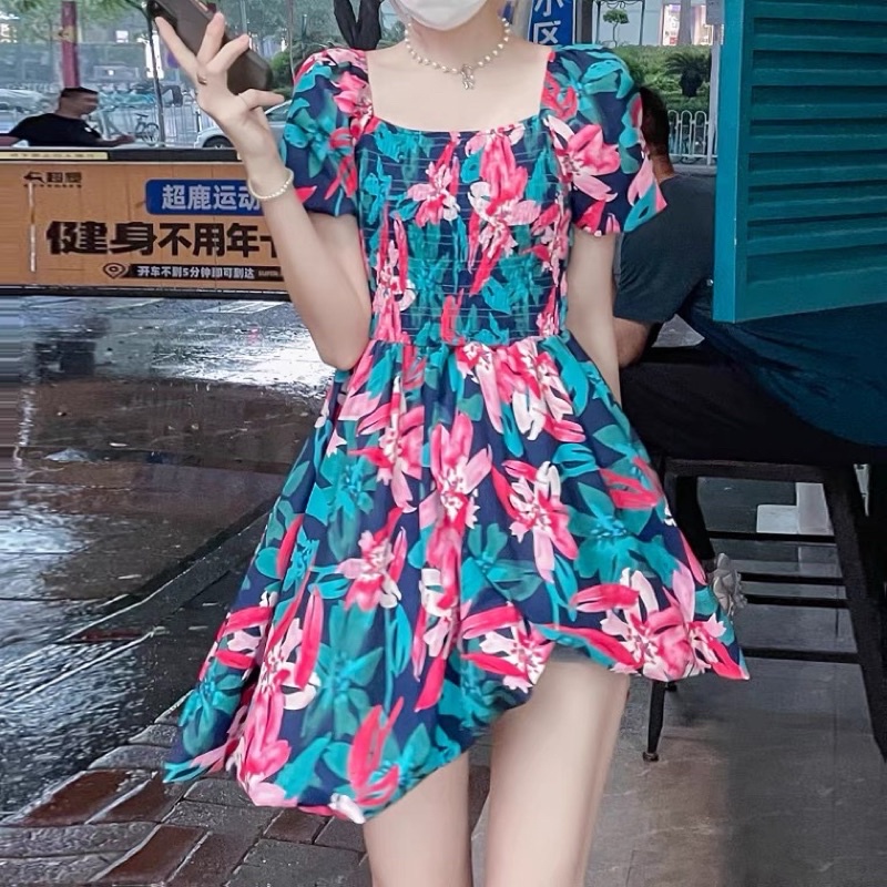 [HÀNG ORDER 3-5 ngày] Váy Hoa Nhí Cổ Vuông Đầm Hoa Nữ Tay Bèo Dáng Dài Váy Vintage Siêu Hot | BigBuy360 - bigbuy360.vn