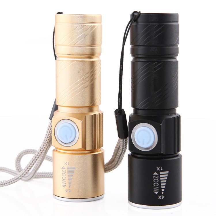 Đèn pin mini siêu sáng Cree Q5 Zoom xa tối đa 200M - Cổng sạc USB