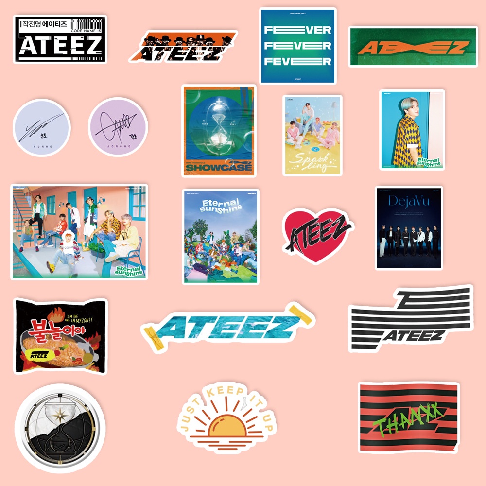 Miếng dán trang trí điện thoại laptop vali hình nhóm nhạc ATEEZ