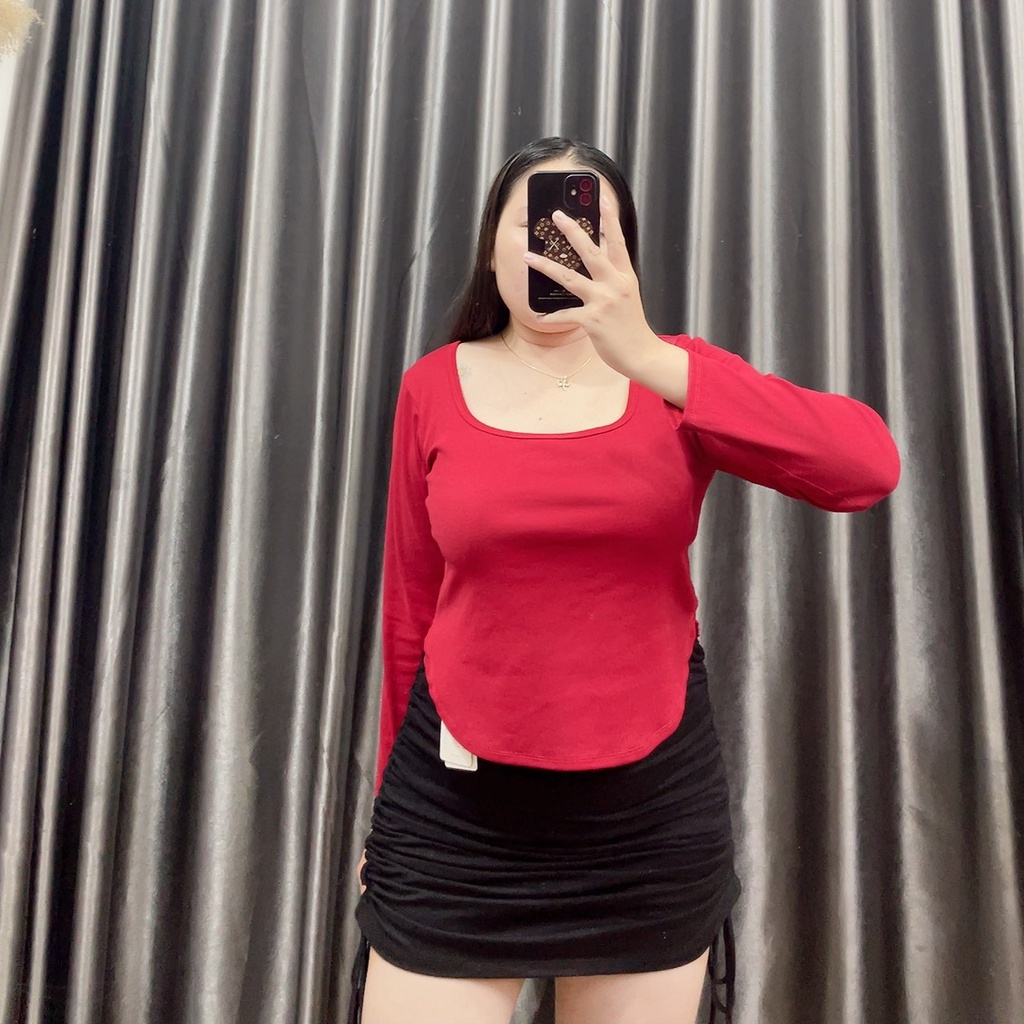 Áo Thun Bigsize Nữ Tay Dài Tôn Dáng Tôn Eo,Áo Thun kiểu Croptop Size Lớn Chất Thun Borib Ôm Body MÃ TD5