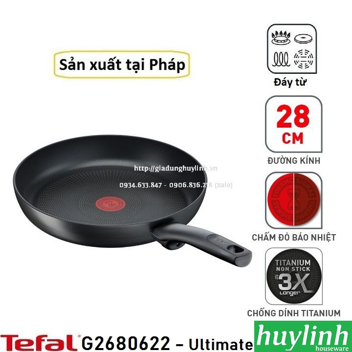 Chảo chiên đáy từ Tefal Ultimate G2680622 - 28cm - Made in Pháp