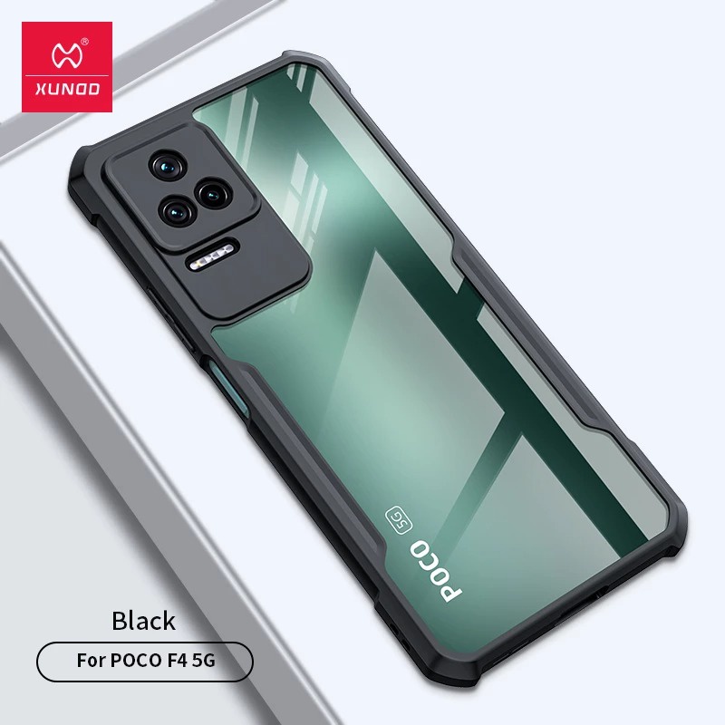 [Hỏa Tốc HCM] Ốp lưng XUNDD Poco F4 - Lưng trong suốt, Viền TPU Đen, Chống sốc (Beetle Series)