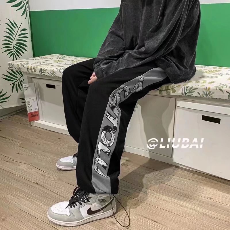 Quần dài thời trang dáng rộng phong cách hip hop kiểu mùa hè 2022 thấm hút mồ hôi size lớn dành cho nam S-3XL