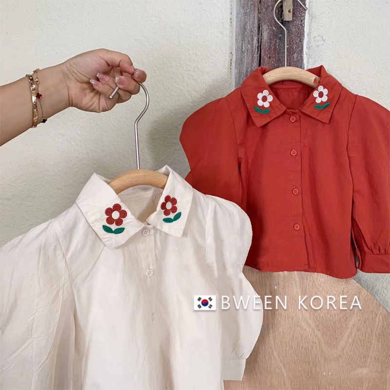 Áo Sơ Mi Cổ Polo In Họa Tiết Hoa Phong Cách Hàn Quốc Thời Trang Mùa Thu 2022 Cho Bé Gái