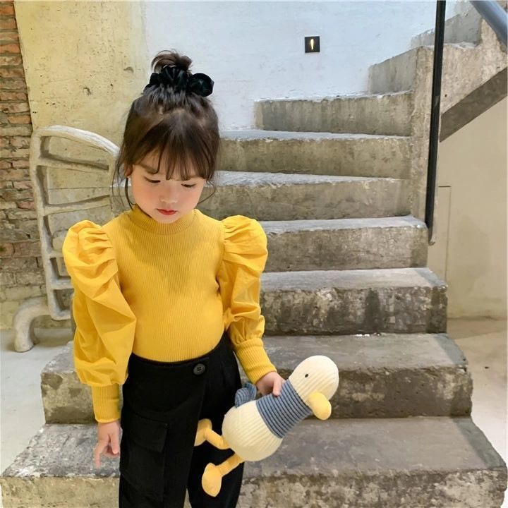 Áo Sơ Mi Tay Phồng Phong Cách Hàn Quốc Cho Bé