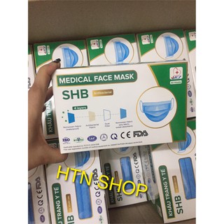 [Hộp 50 cái] Khẩu trang y tế 4 lớp kháng khuẩn SHB xuất mỹ