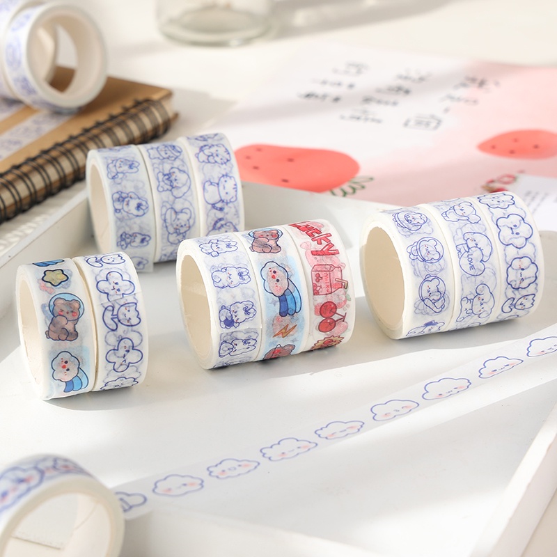 Băng keo washi họa tiết hoạt hình đáng yêu dán trang trí nhật ký