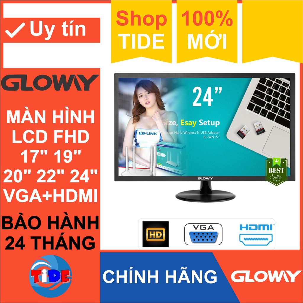 Màn hình máy tính Full HD 1920 x 1080P – Chính hãng Gloway – Bảo hành 12 tháng