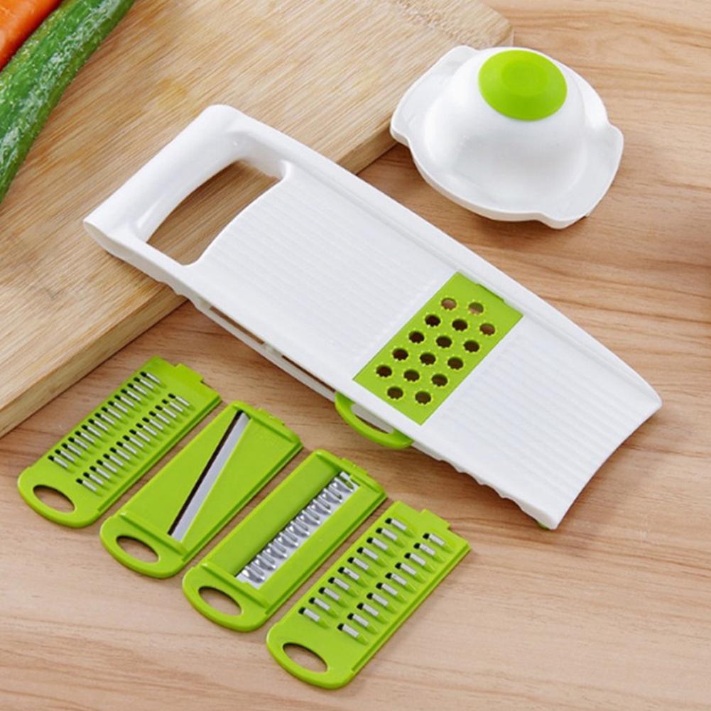 💛TG 5 / Set Máy cắt rau củ với Lưỡi thép Mandoline Máy cắt lát trái cây Khoai tây Peeler Cà rốt Phô mai Phụ kiện nhà bếp