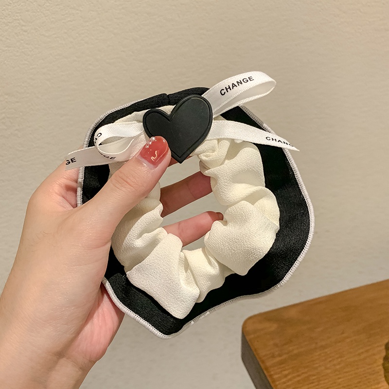 Dây Cột Tóc Đính Nơ Màu Trắng Đen Phong Cách Hàn Quốc Cho Nữ