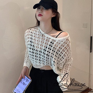Áo croptop tay dài cổ tròn màu trơn thời trang xuân hè cho nữ