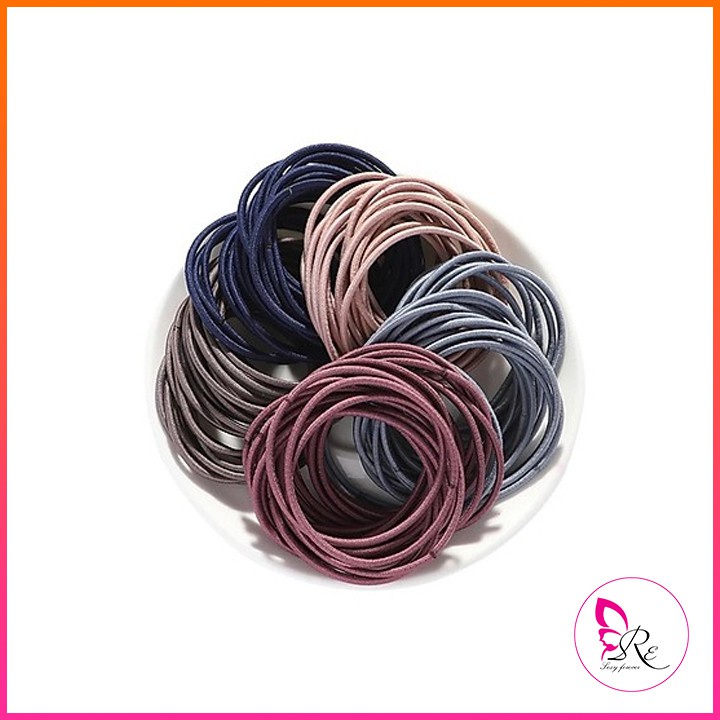 Set 100 thun buộc tóc nữ nhiều màu, gói 100 dây buộc tóc kèm túi zip BT02 -giadunghn1