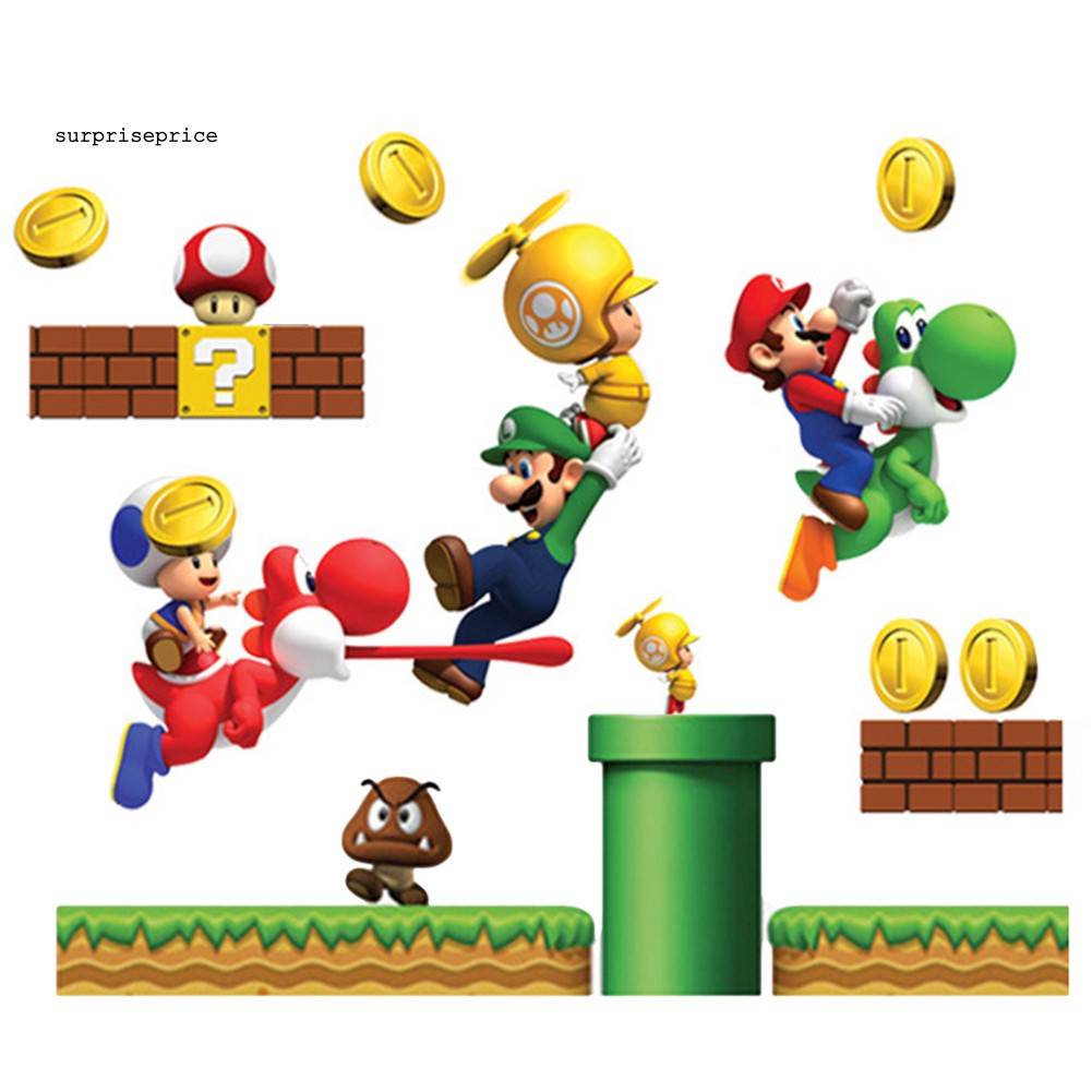 Giấy Dán Tường Trang Trí Hình Super Mario Đáng Yêu
