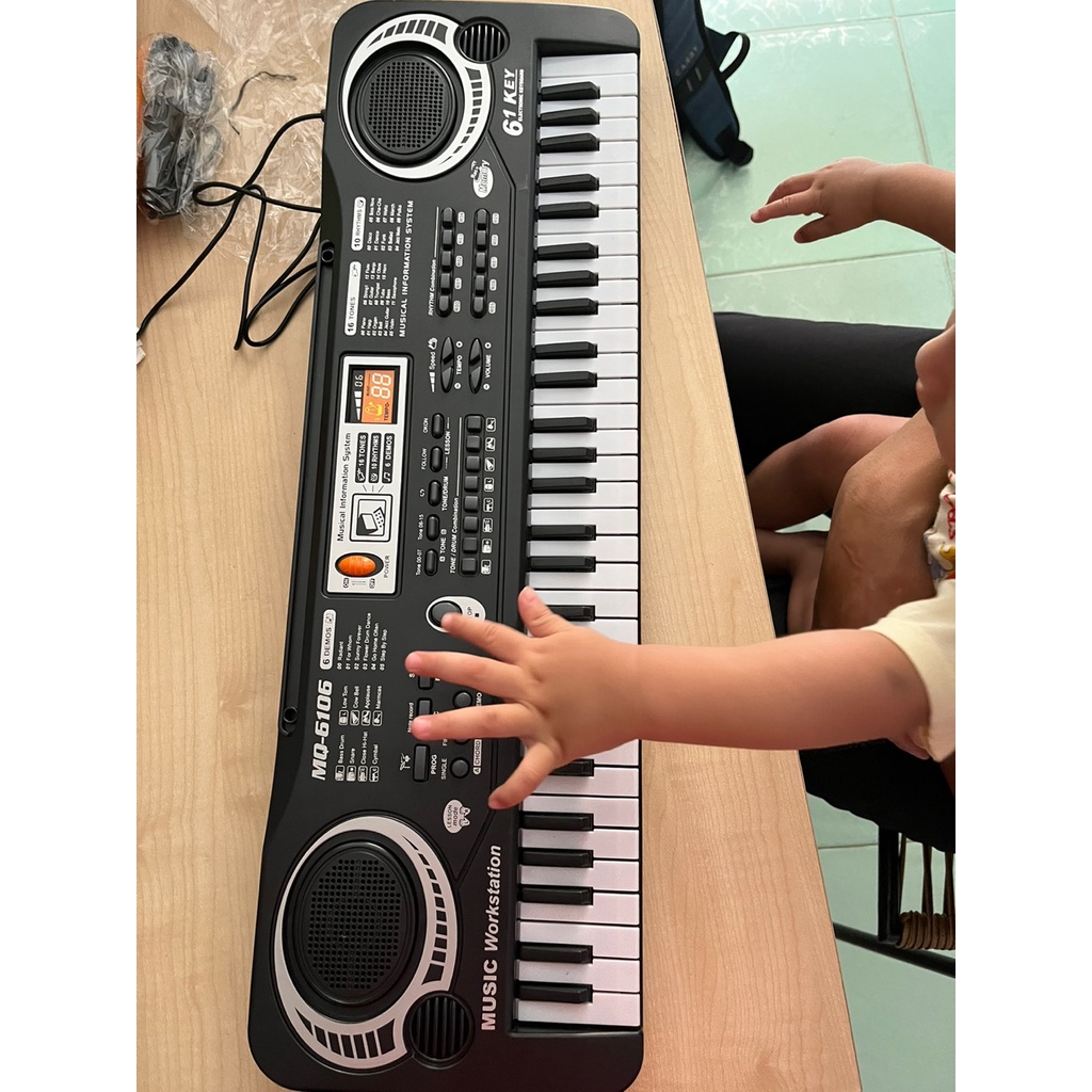 Đàn Piano điện tử Keyboard 61 Phím Kèm Mic+sạc cho bé