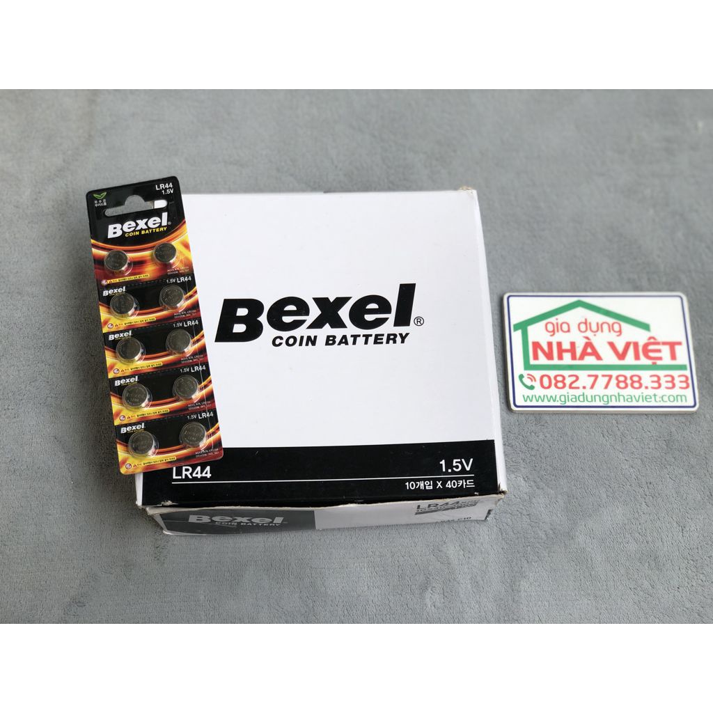 Vỉ 10 pin cúc áo Bexel LR44 AG13 Alkaline coin battery 1.5V Hàn Quốc