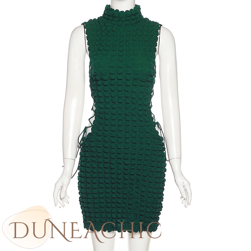 DUNEA Đầm XòE SáT NáCh Ren Hoa, Cổ Cao DàNh Cho Nữ