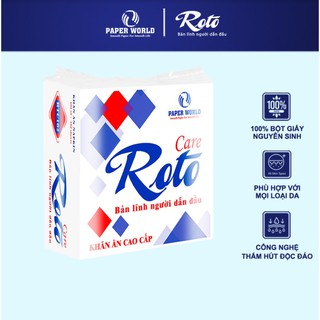[Combo] Khăn giấy ăn napkin ROTO CARE| RTC102, 100% bột giấy nguyên sinh, dùng trong bữa ăn, lau miệng 102 tờ/gói