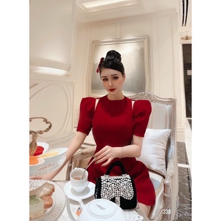 ĐẦM NHUNG CUT OUT VAI TRƠN