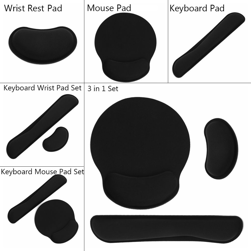 Set đệm kê cổ tay bàn phím lót di chuột bằng cao su non mềm mại màu đen có bán lẻ