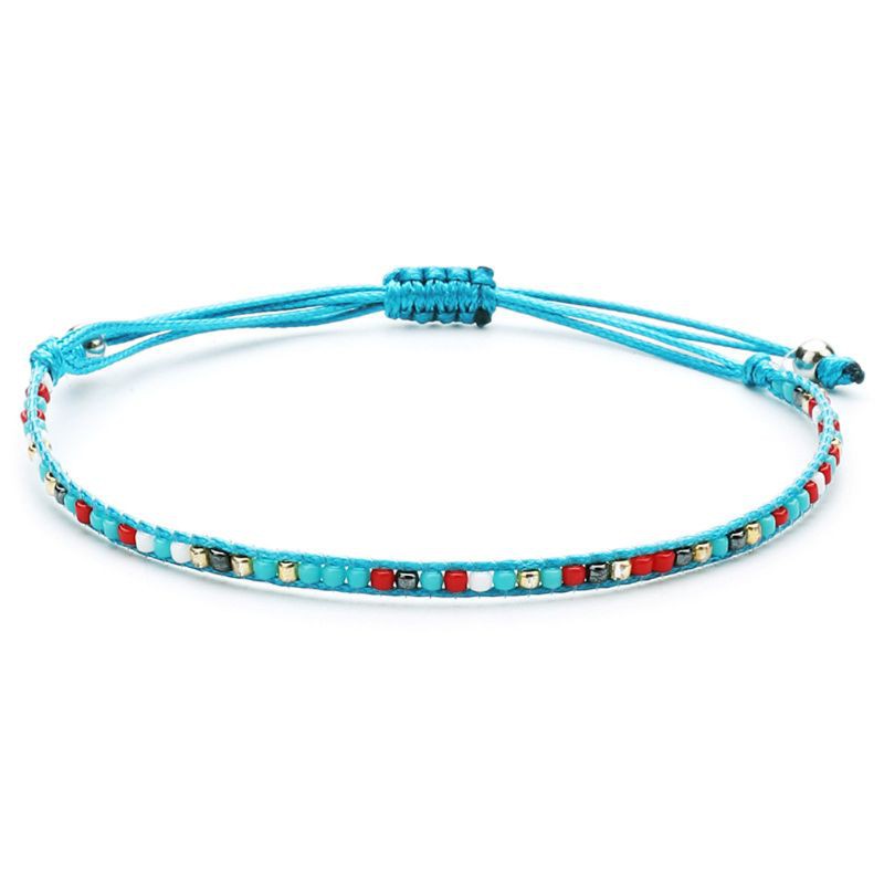 Vòng tay dây sáp handmade đan hạt nhựa phong cách dân tộc cổ điển