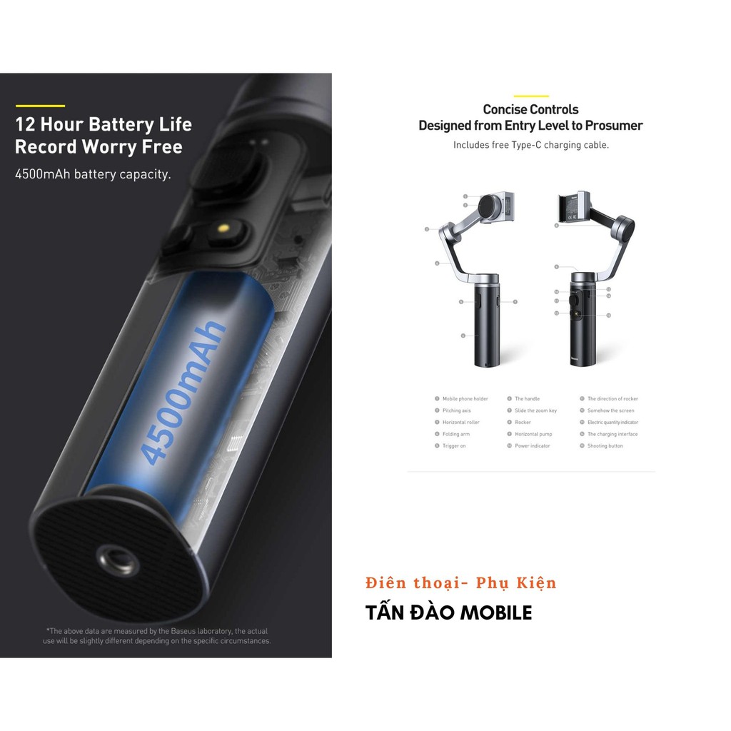 Gimbal Chống Rung Cho Điện Thoại- Baseus Control Smartphone - Thiết Kế Sang Chảnh Gọn Nhẹ | BigBuy360 - bigbuy360.vn