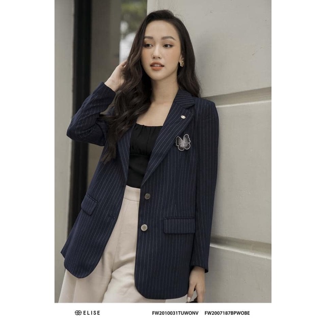 Set Vest tím than kẻ Elise