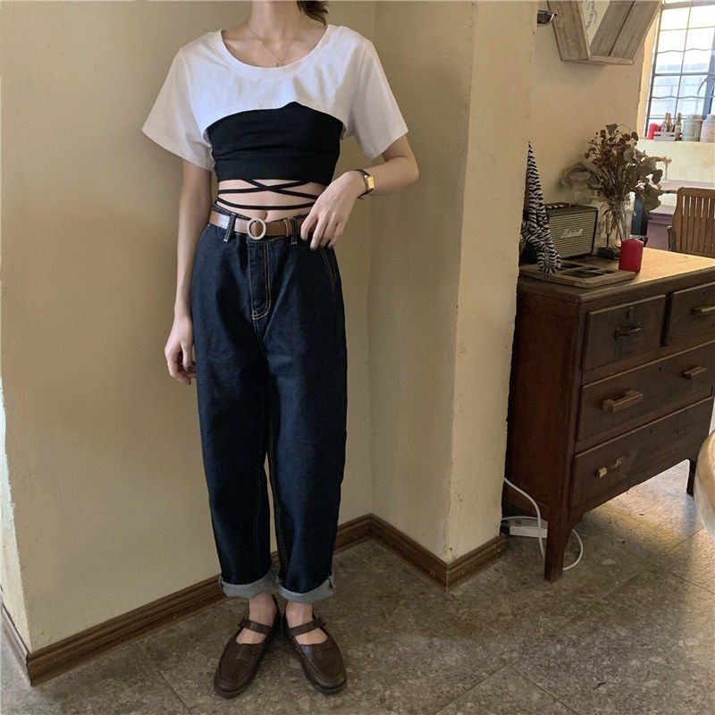 Bộ Áo Thun Ngắn Tay Ôm Dáng + Quần Short Lưng Cao Phong Cách Hàn Quốc Dành Cho Nữ