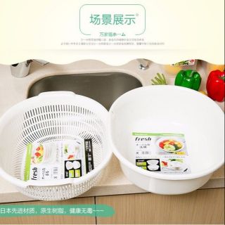 Bộ rổ nhựa kèm chậu 5.3L màu trắng