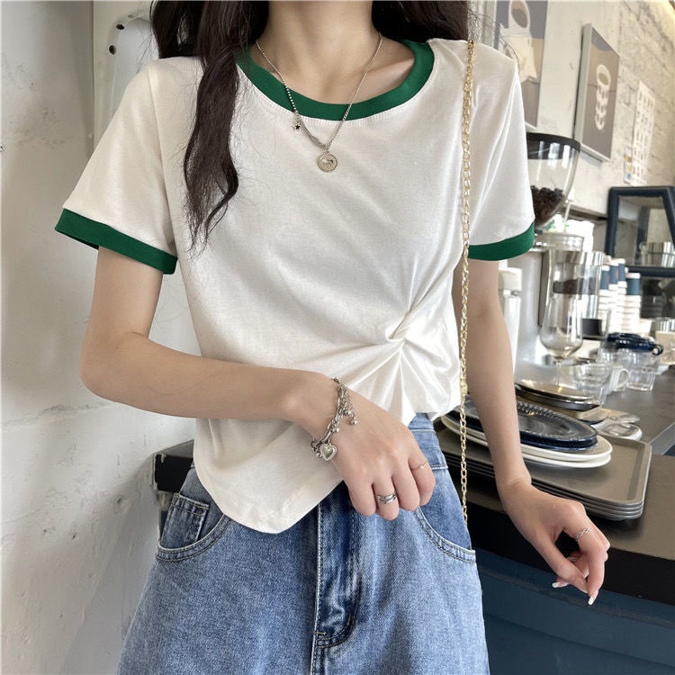 Áo Thun Tay Ngắn Dáng Ôm Thiết Kế Độc Đáo Phong Cách Pháp Thời Trang Cho Nữ áo phông nữ JL-TX-22