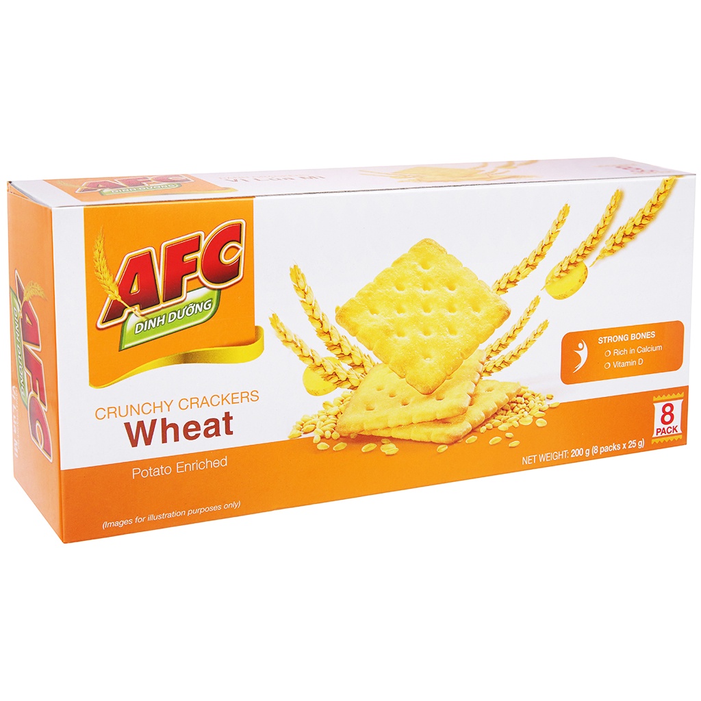 Bánh AFC Dinh Dưỡng 200g(8 gói * 25g) vị rau củ và lúa mì