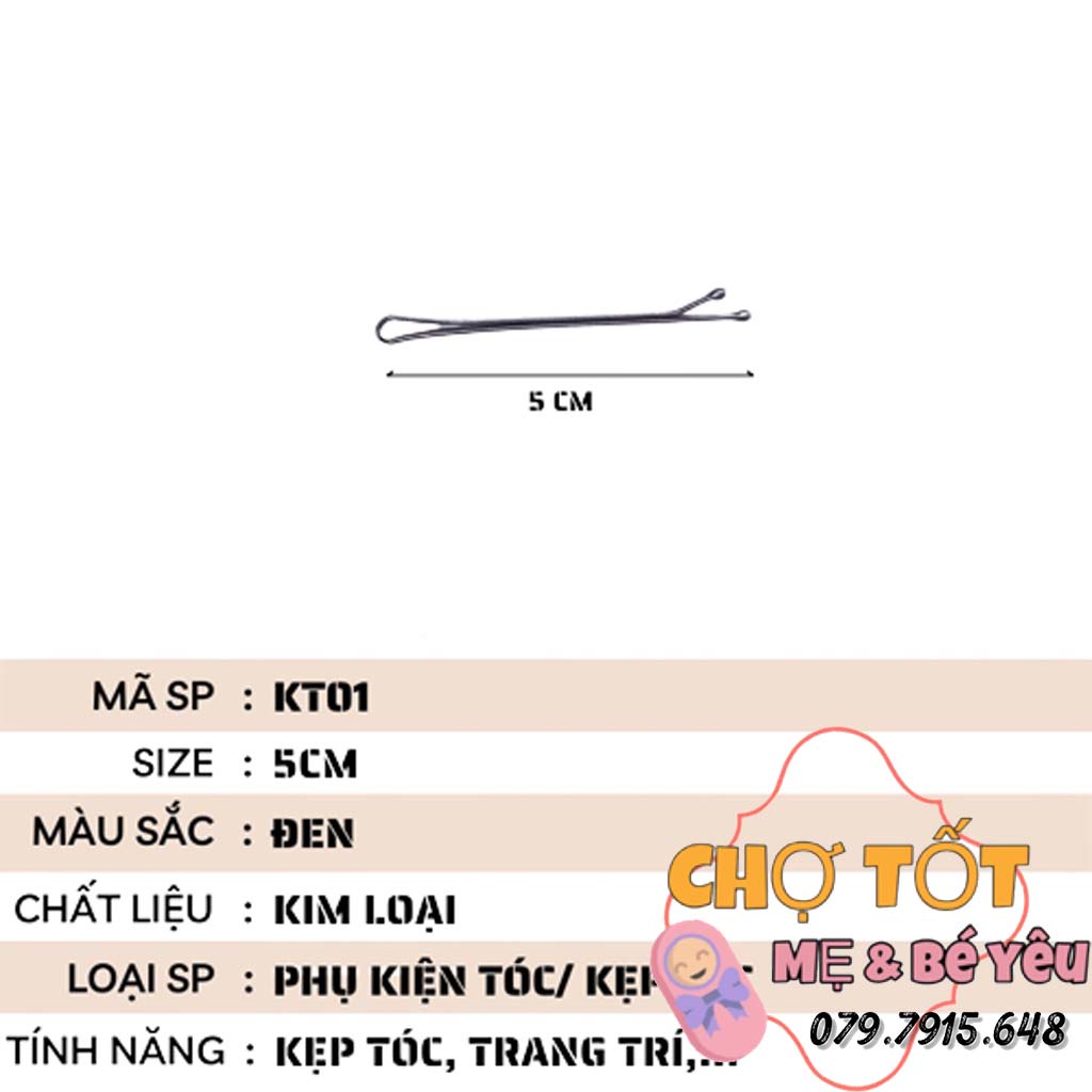 Kẹp tóc đen, kẹp tăm xỉa màu đen bịch 50 cái, kẹp ghim tóc