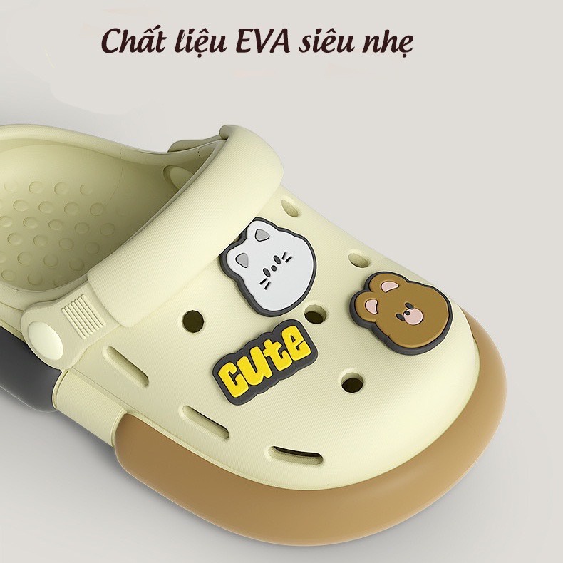 Dép sục có quai crocs Cheerful Mario chính hãng cho bé, EVA siêu nhẹ, chống trơn trượt