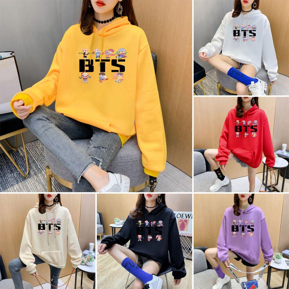 Áo Hoodie Tay Dài Chất Liệu Polyester Không Độc Hại Phong Cách BTS