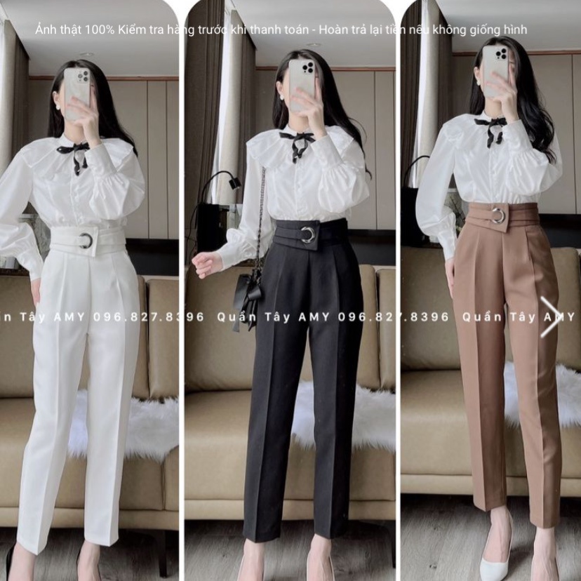 QUẦN BAGGY TÂY KHUYÊN TRÒN GIỮA SIÊU SANG CHẤT TUYẾT MƯA ĐỨNG FROM THỜI TRANG BANAMO FASSHION QUẦN BAGGY KHUYÊN 8319
