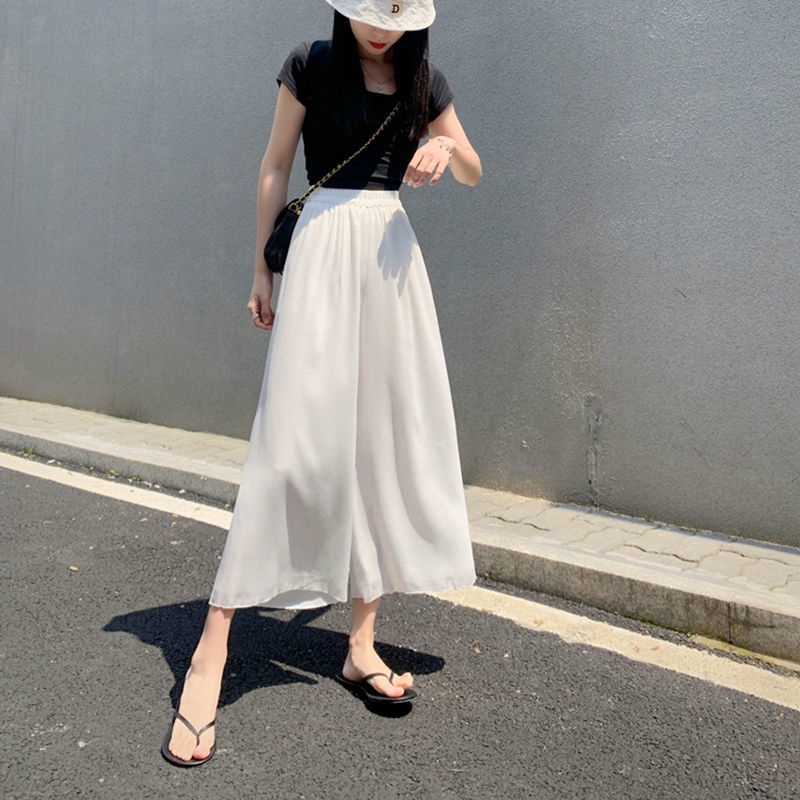 Quần Dài Lưng Cao Ống Rộng Phong Cách Hàn Quốc Cho Nữ