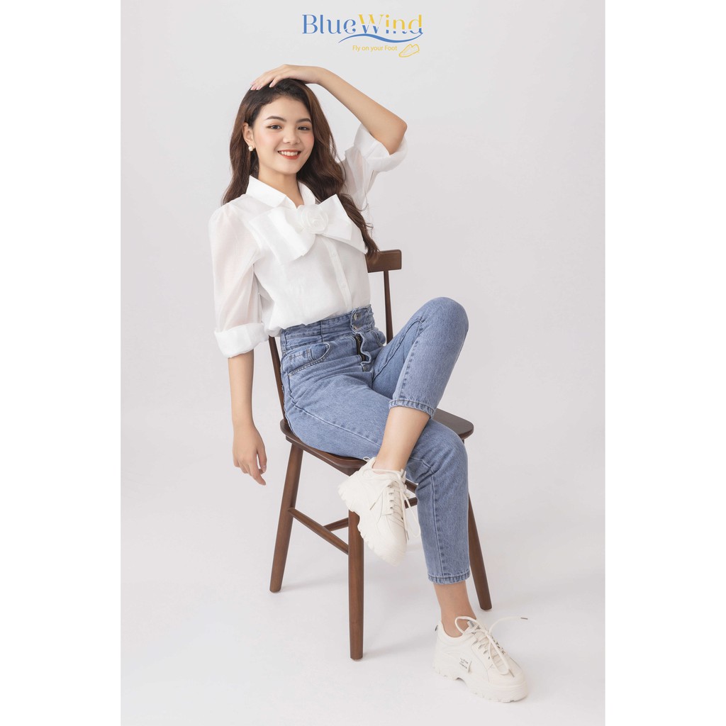 Giày Thể Thao Nữ Đế Cao Tôn Dáng Chất Liệu Da Mềm BLUEWIND 68426