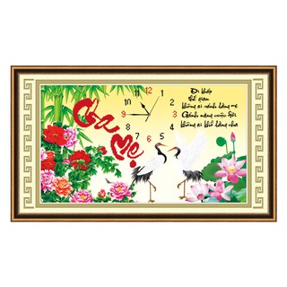 Tranh thêu chữ thập Thư pháp Cha mẹ 56725 size 62x39cm
