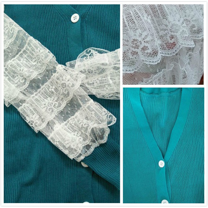 Áo khoác len tay dài xẻ cổ chữ V phong cách thời trang cho phái nữ