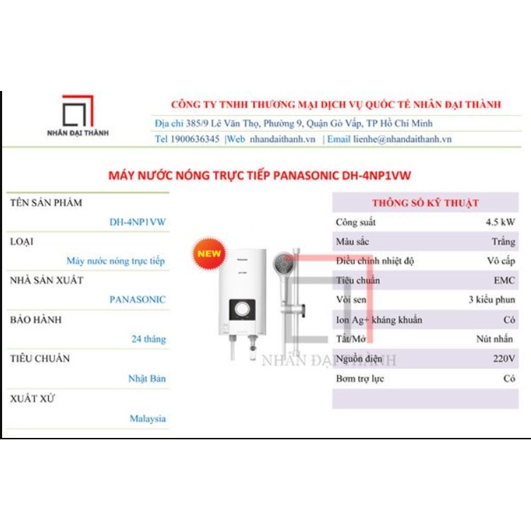 Máy nước nóng trực tiếp Panasonic DH-4NP1VW