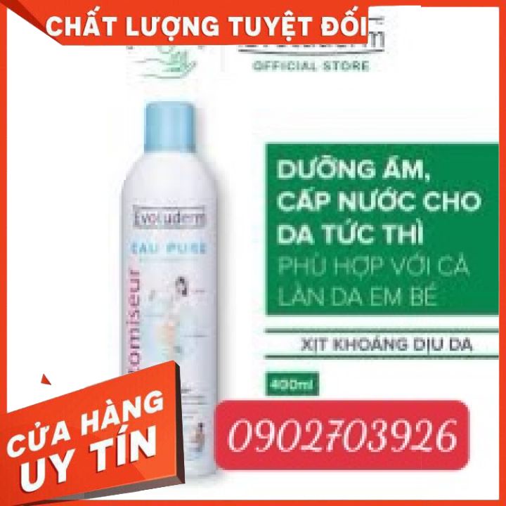 (hàng chính hãng)Xịt khoáng Evoluderm 400ml cung cấp nước dưỡng ẩm cho da  tức thì -tươi mát sảng khoái  se khít chân lô