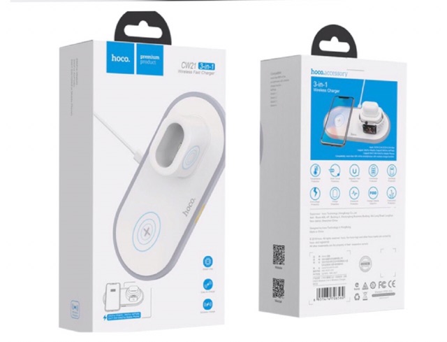 [Chính Hãng] Đế Sạc Không Dây Hoco CW21 3 in 1 Chính Hãng smartphone&amp; Apple Watch &amp; Airpod