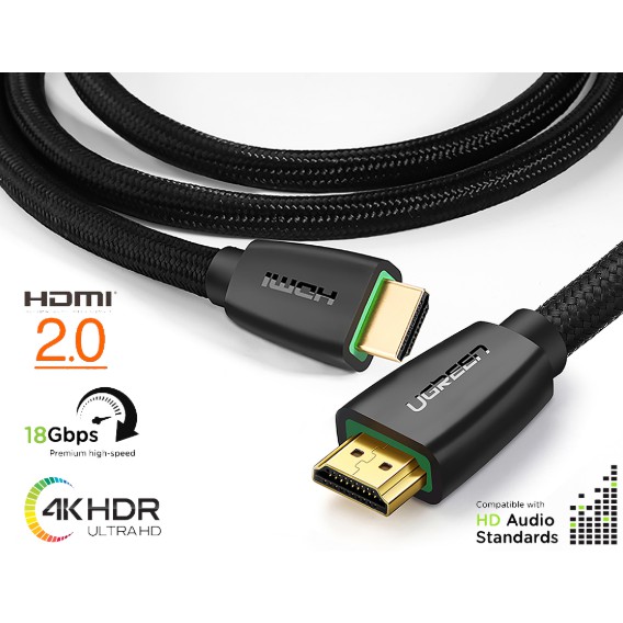 Cáp HDMI 2.0 Sợi Bọc Lưới Cao Cấp UGREEN HD118 (5m-15m)