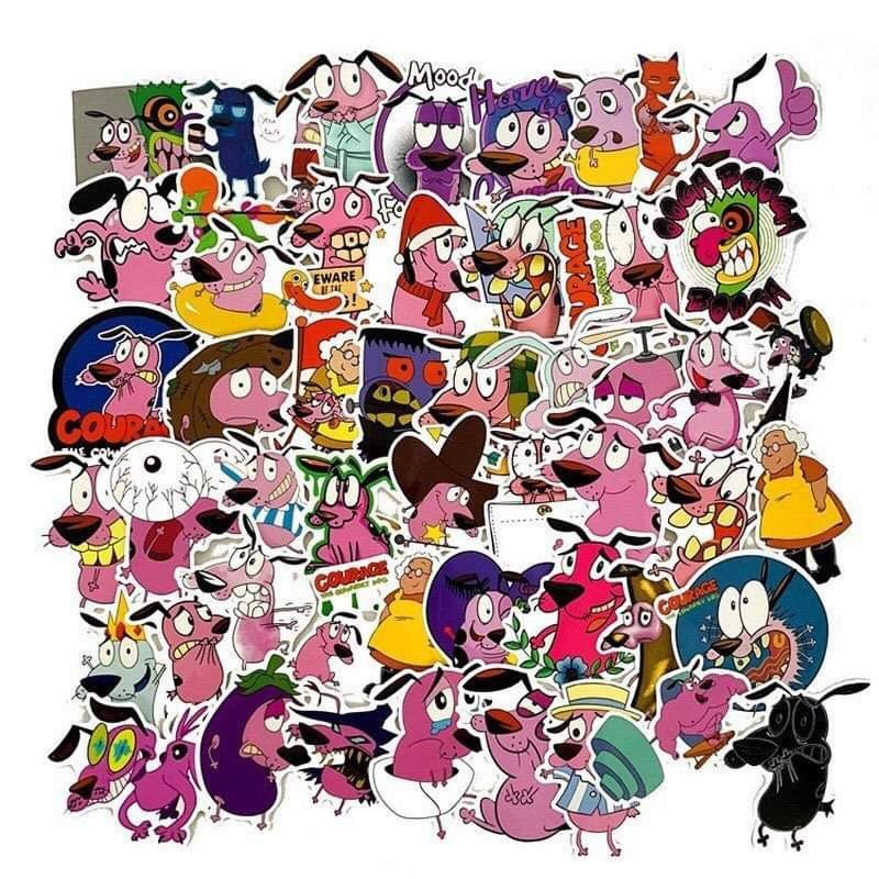 10-50 hình sticker chú chó courage nhút nhát decal
