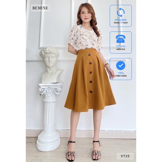 Váy xòe đính nút dọc BEMINE VT25NAU