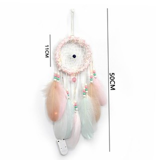 Dreamcatcher đính lông vũ và hạt trang trí