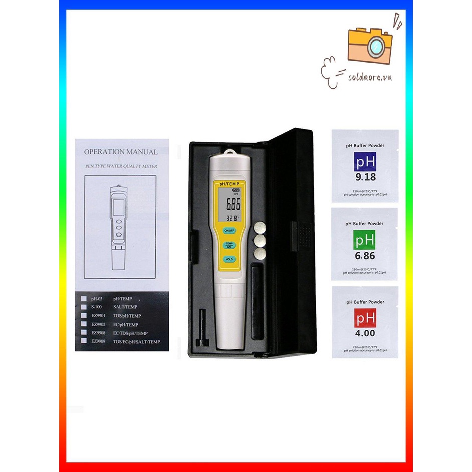 [SOE] PH Meter 0.01 Resolution 0-14pH Range Water Quality Temperature Tester