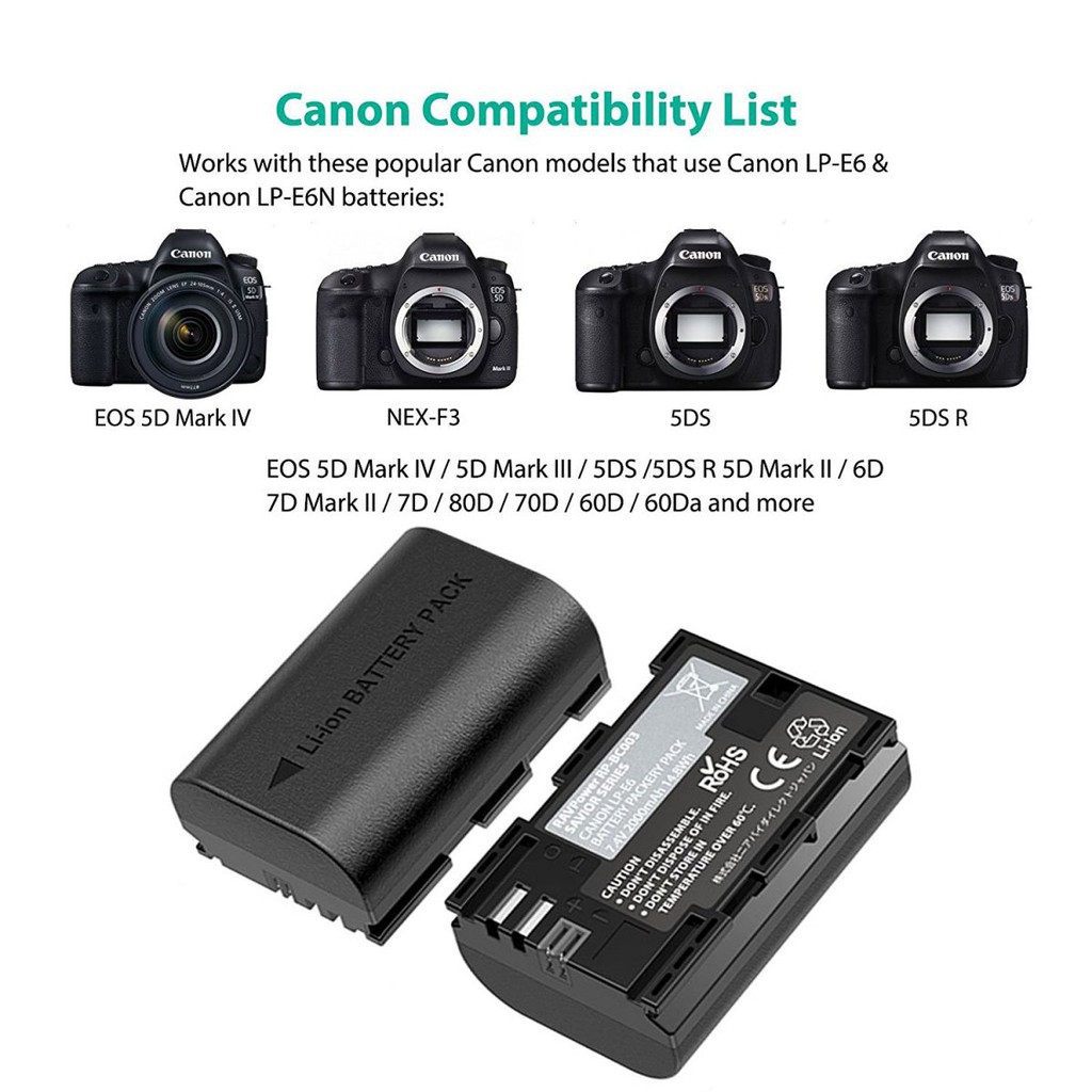 Pin sạc máy ảnh Ravpower RPBC003 cho Canon LPE6,E6N